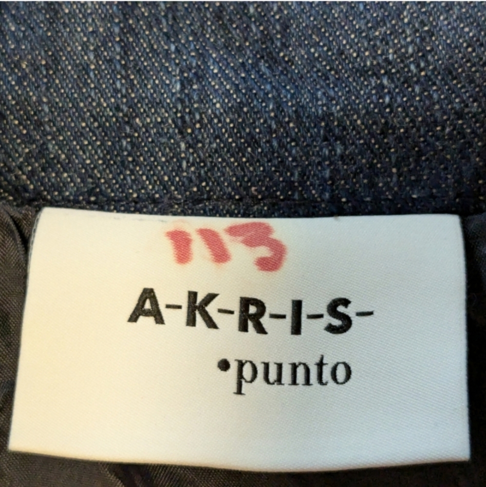 💙 Akris Punto Blue Denim A-Line Cotton Mini Skirt w/ Front Pleat, US 12 - Picture 5 of 12